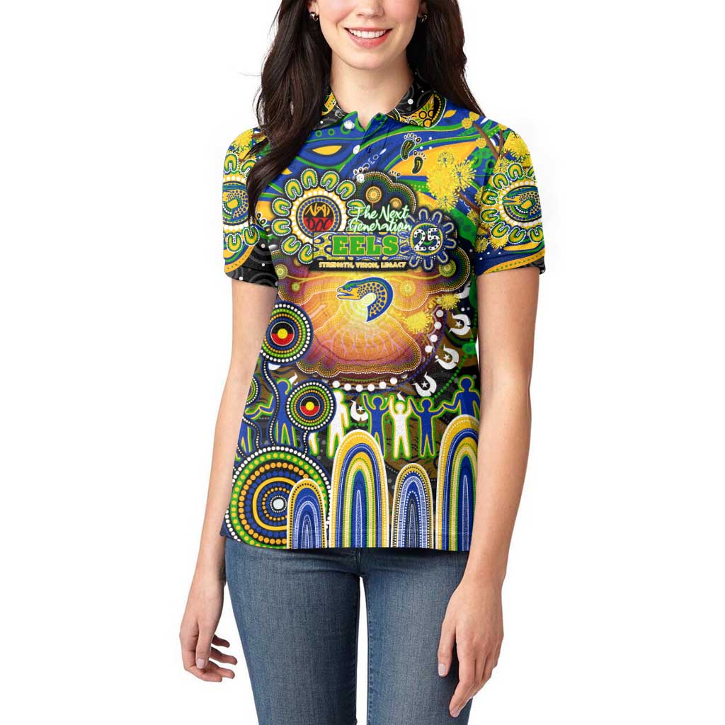 Personalised NAIDOC Week 2025 Eels Rugby Women Polo Shirt Aboriginal Dot Painting