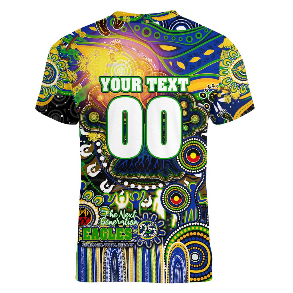 Personalised NAIDOC Week 2025 Eels Rugby Women V-Neck T-Shirt Aboriginal Dot Painting