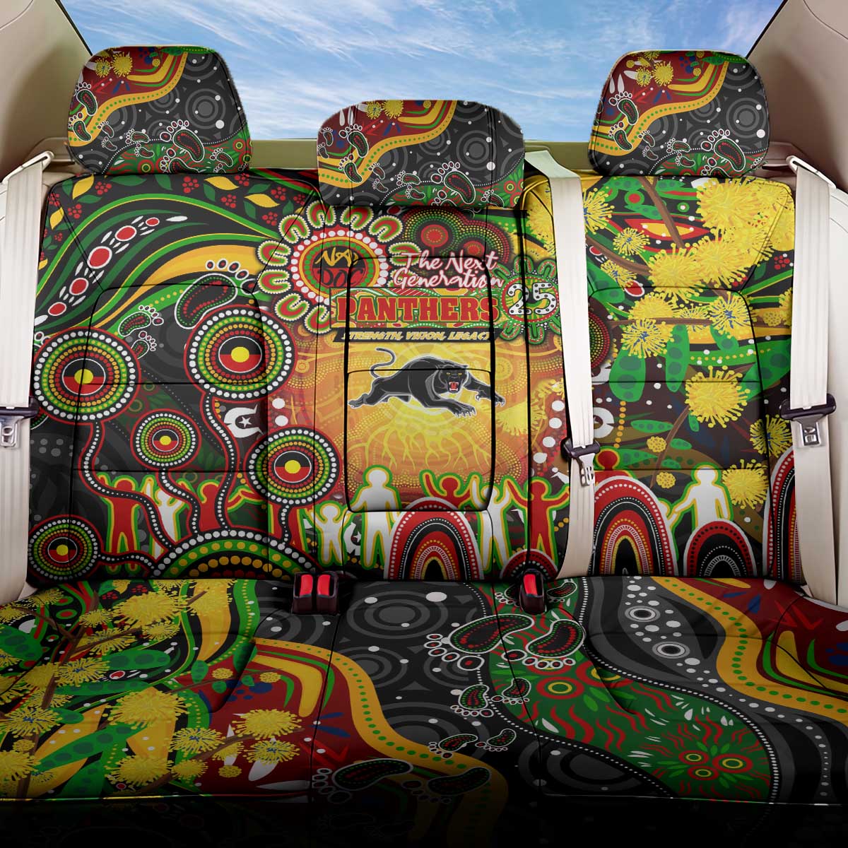 NAIDOC Week 2025 Panthers Rugby Back Car Seat Cover Aboriginal Dot Painting