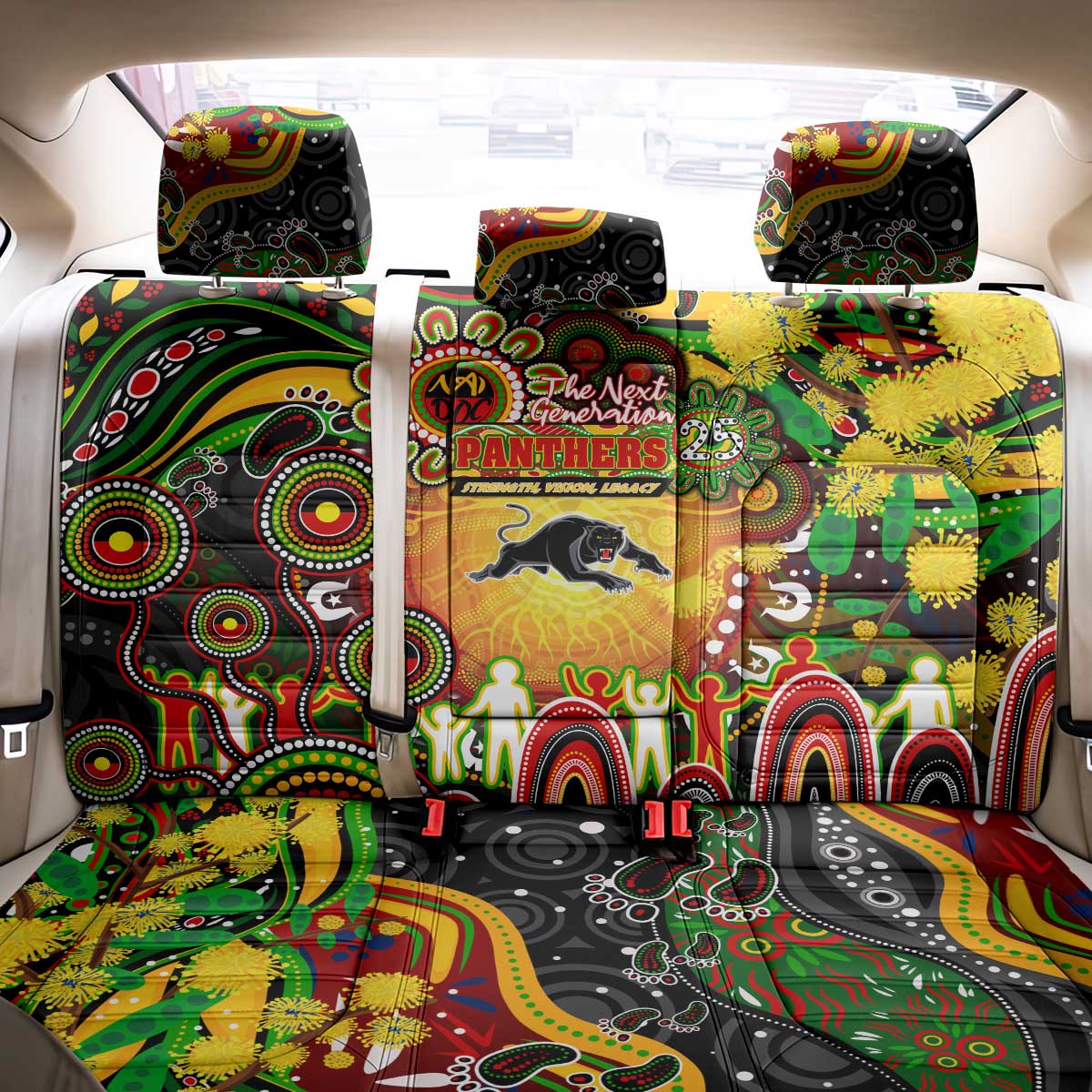 NAIDOC Week 2025 Panthers Rugby Back Car Seat Cover Aboriginal Dot Painting