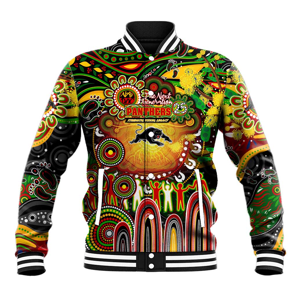 Personalised NAIDOC Week 2025 Panthers Rugby Baseball Jacket Aboriginal Dot Painting