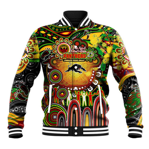 Personalised NAIDOC Week 2025 Panthers Rugby Baseball Jacket Aboriginal Dot Painting
