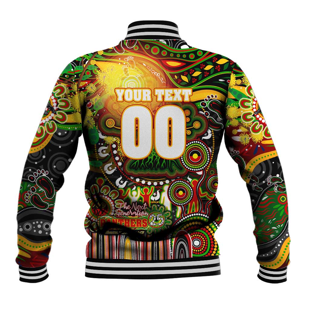 Personalised NAIDOC Week 2025 Panthers Rugby Baseball Jacket Aboriginal Dot Painting