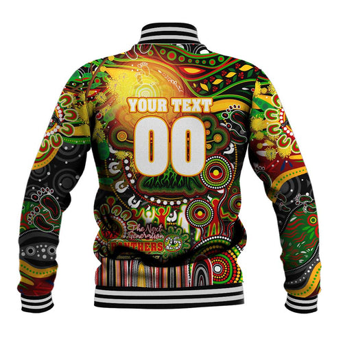 Personalised NAIDOC Week 2025 Panthers Rugby Baseball Jacket Aboriginal Dot Painting