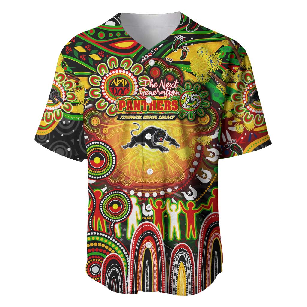 Personalised NAIDOC Week 2025 Panthers Rugby Baseball Jersey Aboriginal Dot Painting