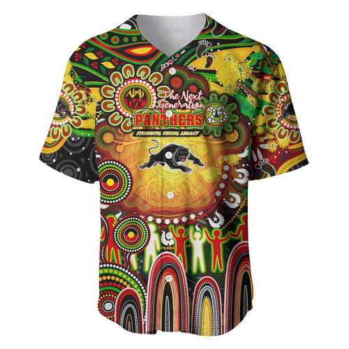 Personalised NAIDOC Week 2025 Panthers Rugby Baseball Jersey Aboriginal Dot Painting