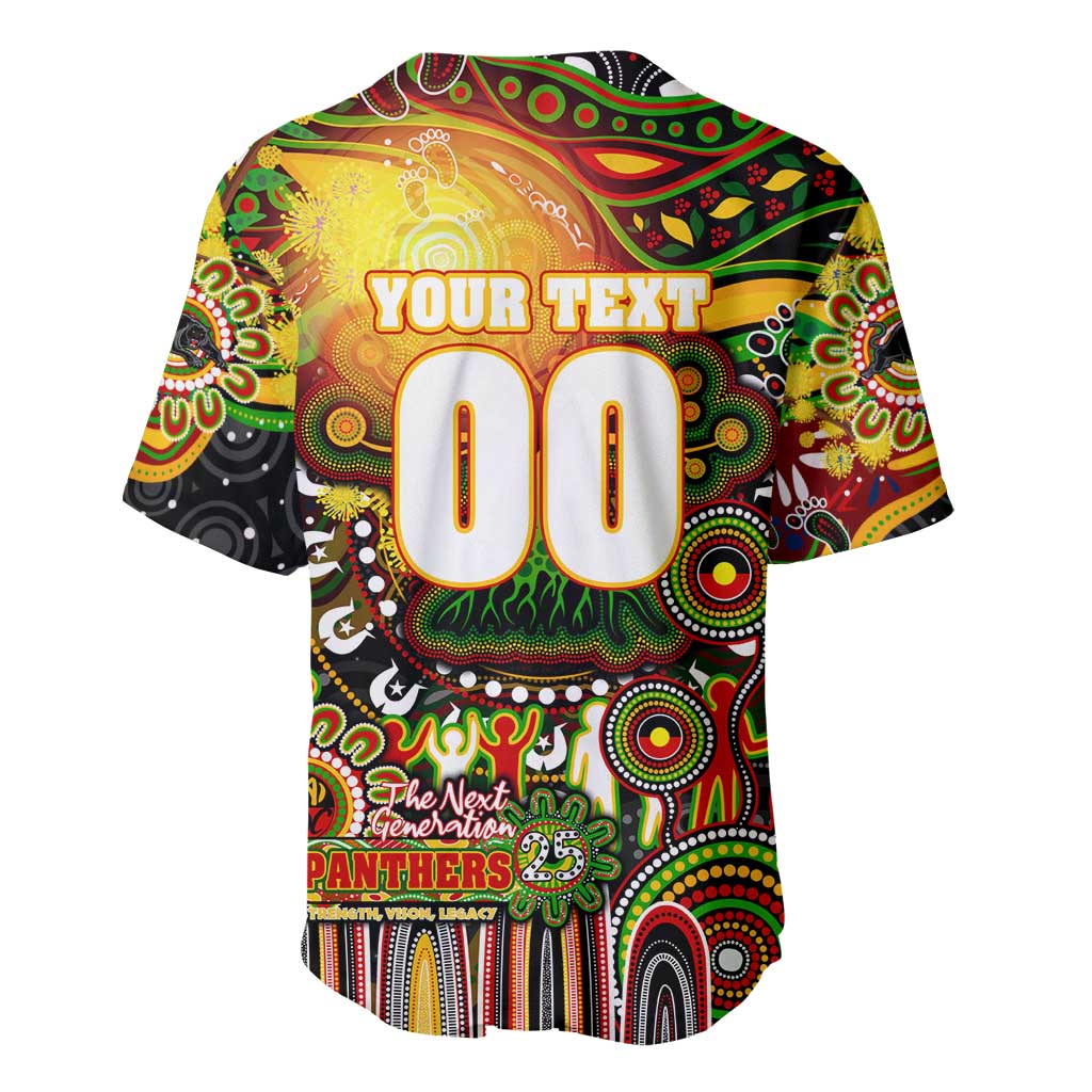 Personalised NAIDOC Week 2025 Panthers Rugby Baseball Jersey Aboriginal Dot Painting