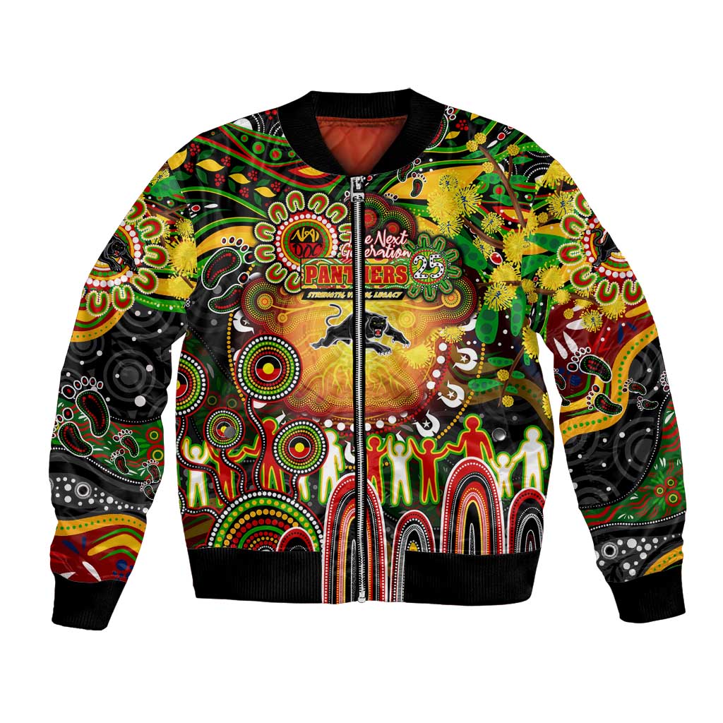Personalised NAIDOC Week 2025 Panthers Rugby Bomber Jacket Aboriginal Dot Painting