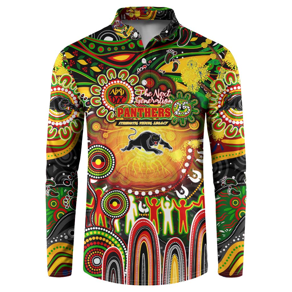 Personalised NAIDOC Week 2025 Panthers Rugby Button Sweatshirt Aboriginal Dot Painting