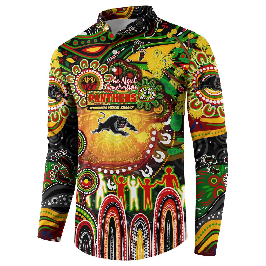 Personalised NAIDOC Week 2025 Panthers Rugby Button Sweatshirt Aboriginal Dot Painting
