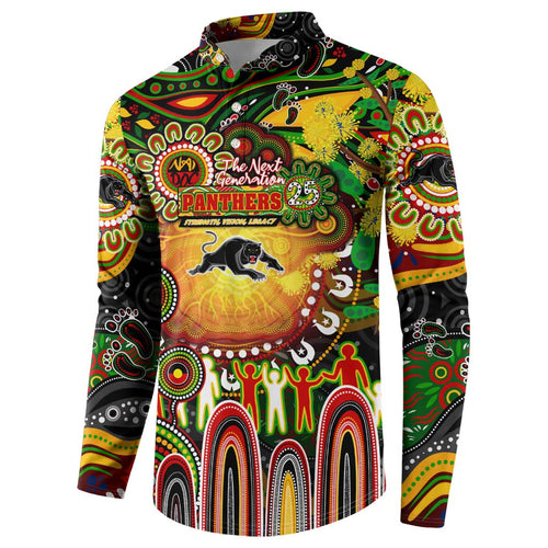 Personalised NAIDOC Week 2025 Panthers Rugby Button Sweatshirt Aboriginal Dot Painting