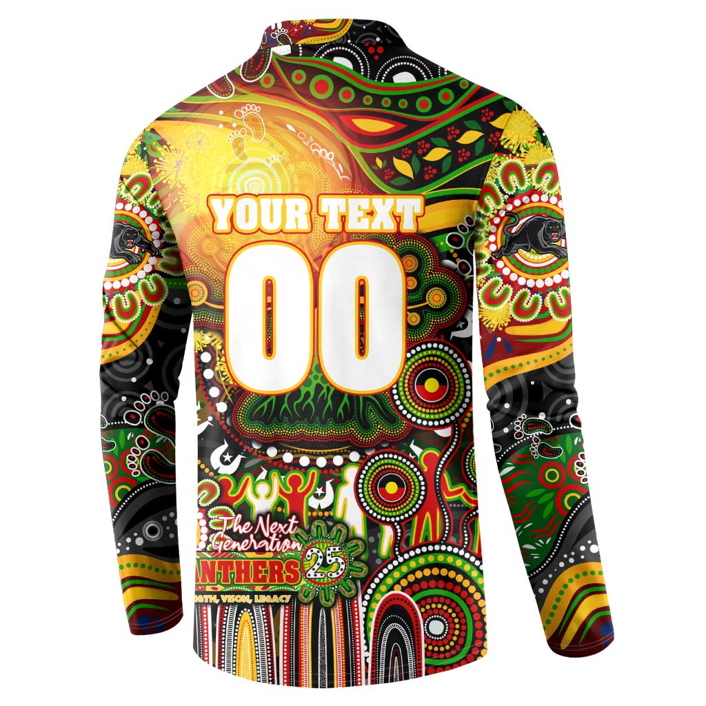 Personalised NAIDOC Week 2025 Panthers Rugby Button Sweatshirt Aboriginal Dot Painting