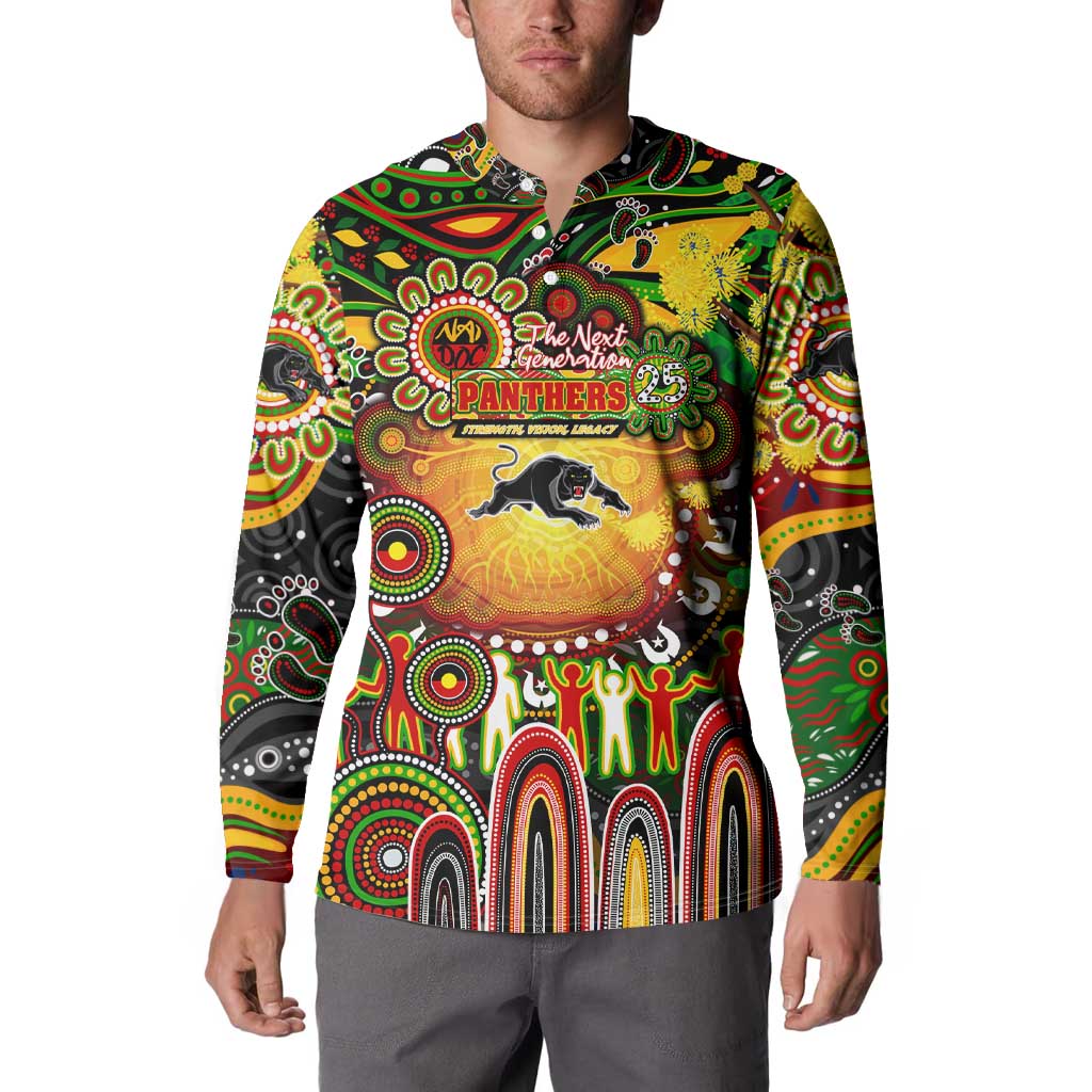 Personalised NAIDOC Week 2025 Panthers Rugby Button Sweatshirt Aboriginal Dot Painting