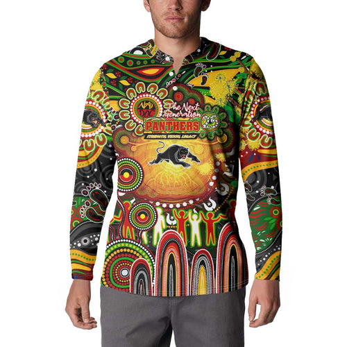 Personalised NAIDOC Week 2025 Panthers Rugby Button Sweatshirt Aboriginal Dot Painting
