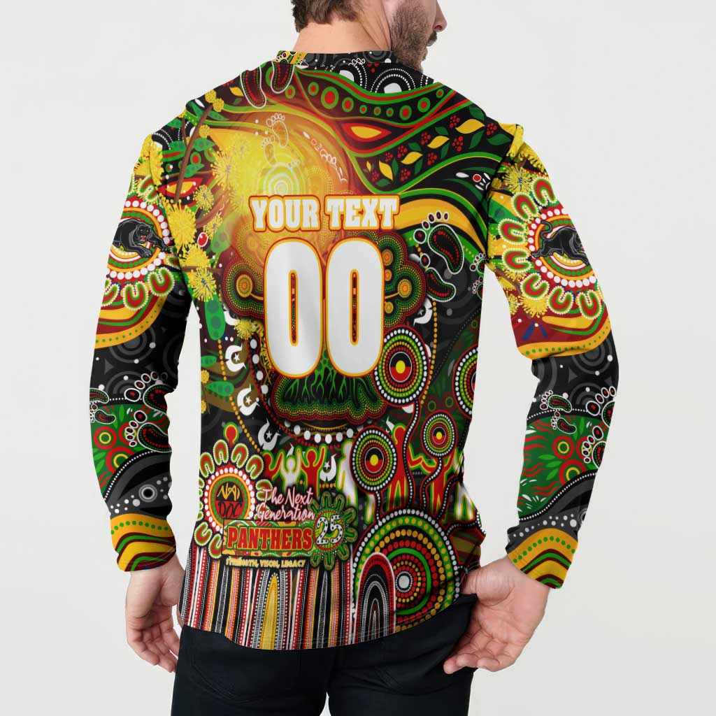 Personalised NAIDOC Week 2025 Panthers Rugby Button Sweatshirt Aboriginal Dot Painting