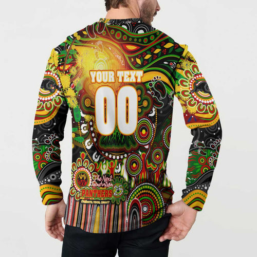 Personalised NAIDOC Week 2025 Panthers Rugby Button Sweatshirt Aboriginal Dot Painting