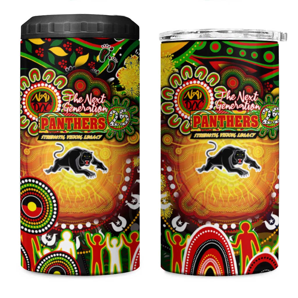 NAIDOC Week 2025 Panthers Rugby 4 in 1 Can Cooler Tumbler Aboriginal Dot Painting