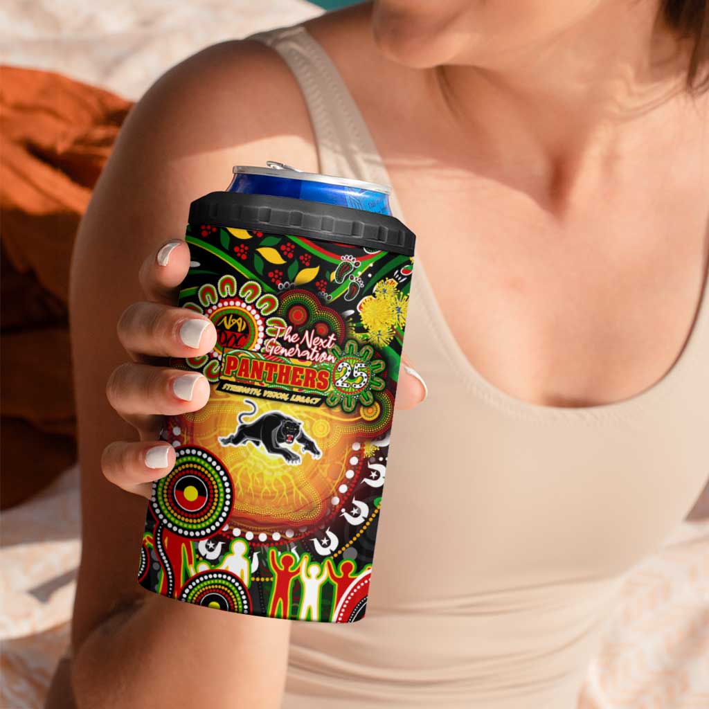 NAIDOC Week 2025 Panthers Rugby 4 in 1 Can Cooler Tumbler Aboriginal Dot Painting
