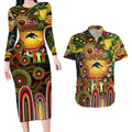 Personalised NAIDOC Week 2025 Panthers Rugby Couples Matching Long Sleeve Bodycon Dress and Hawaiian Shirt Aboriginal Dot Painting