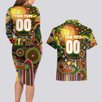 Personalised NAIDOC Week 2025 Panthers Rugby Couples Matching Long Sleeve Bodycon Dress and Hawaiian Shirt Aboriginal Dot Painting