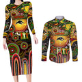 Personalised NAIDOC Week 2025 Panthers Rugby Couples Matching Long Sleeve Bodycon Dress and Long Sleeve Button Shirt Aboriginal Dot Painting