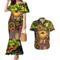 Personalised NAIDOC Week 2025 Panthers Rugby Couples Matching Mermaid Dress and Hawaiian Shirt Aboriginal Dot Painting