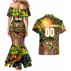 Personalised NAIDOC Week 2025 Panthers Rugby Couples Matching Mermaid Dress and Hawaiian Shirt Aboriginal Dot Painting