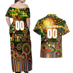 Personalised NAIDOC Week 2025 Panthers Rugby Couples Matching Off Shoulder Maxi Dress and Hawaiian Shirt Aboriginal Dot Painting
