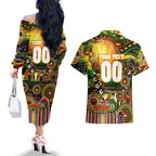 Personalised NAIDOC Week 2025 Panthers Rugby Couples Matching Off The Shoulder Long Sleeve Dress and Hawaiian Shirt Aboriginal Dot Painting