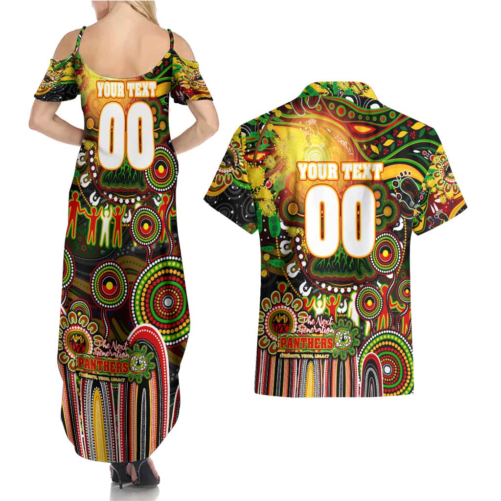 Personalised NAIDOC Week 2025 Panthers Rugby Couples Matching Summer Maxi Dress and Hawaiian Shirt Aboriginal Dot Painting