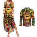 Personalised NAIDOC Week 2025 Panthers Rugby Couples Matching Summer Maxi Dress and Long Sleeve Button Shirt Aboriginal Dot Painting