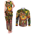 Personalised NAIDOC Week 2025 Panthers Rugby Couples Matching Tank Maxi Dress and Long Sleeve Button Shirt Aboriginal Dot Painting