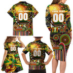 Personalised NAIDOC Week 2025 Panthers Rugby Family Matching Long Sleeve Bodycon Dress and Hawaiian Shirt Aboriginal Dot Painting
