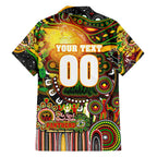 Personalised NAIDOC Week 2025 Panthers Rugby Family Matching Off The Shoulder Long Sleeve Dress and Hawaiian Shirt Aboriginal Dot Painting
