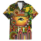 Personalised NAIDOC Week 2025 Panthers Rugby Family Matching Off Shoulder Maxi Dress and Hawaiian Shirt Aboriginal Dot Painting