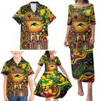 Personalised NAIDOC Week 2025 Panthers Rugby Family Matching Puletasi and Hawaiian Shirt Aboriginal Dot Painting