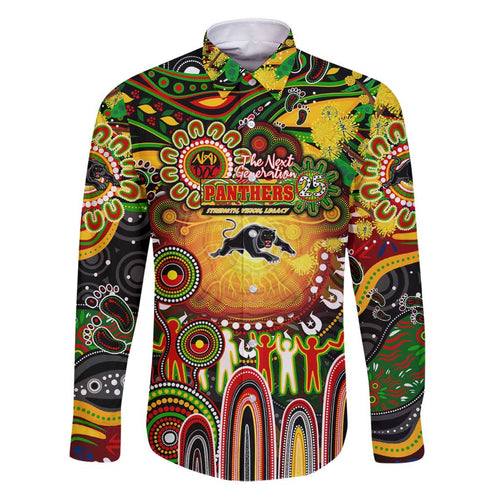 Personalised NAIDOC Week 2025 Panthers Rugby Family Matching Puletasi and Hawaiian Shirt Aboriginal Dot Painting