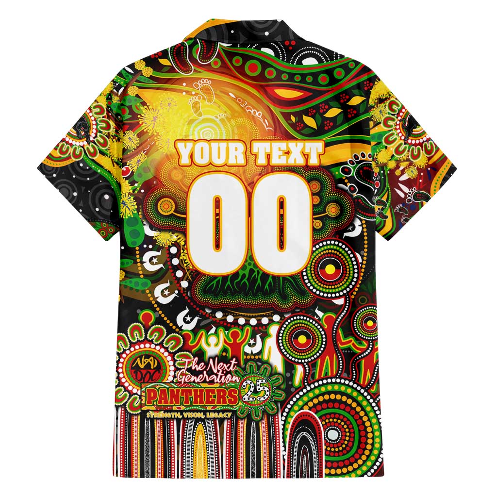 Personalised NAIDOC Week 2025 Panthers Rugby Family Matching Short Sleeve Bodycon Dress and Hawaiian Shirt Aboriginal Dot Painting