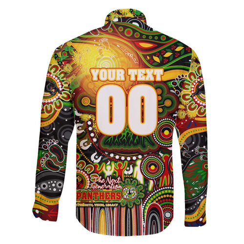 Personalised NAIDOC Week 2025 Panthers Rugby Family Matching Short Sleeve Bodycon Dress and Hawaiian Shirt Aboriginal Dot Painting