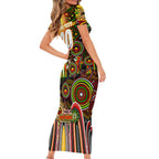 Personalised NAIDOC Week 2025 Panthers Rugby Family Matching Short Sleeve Bodycon Dress and Hawaiian Shirt Aboriginal Dot Painting