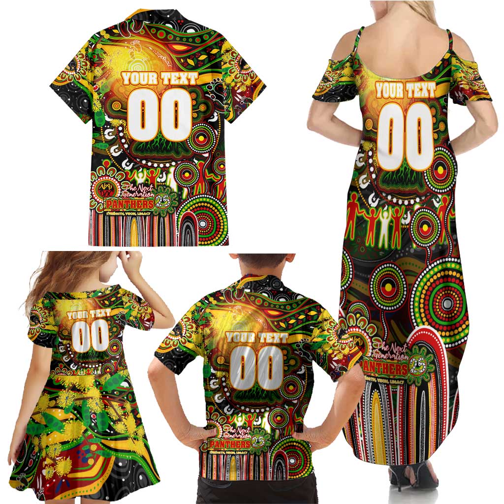 Personalised NAIDOC Week 2025 Panthers Rugby Family Matching Summer Maxi Dress and Hawaiian Shirt Aboriginal Dot Painting