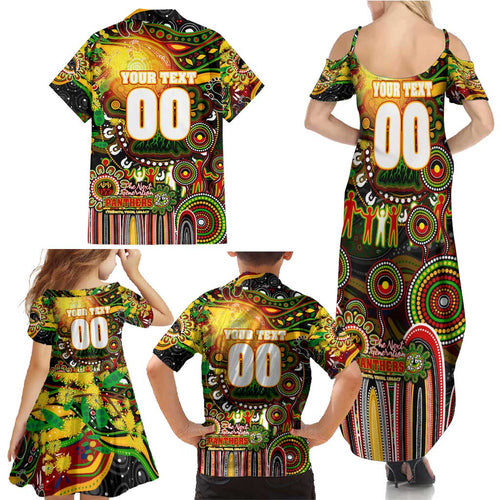 Personalised NAIDOC Week 2025 Panthers Rugby Family Matching Summer Maxi Dress and Hawaiian Shirt Aboriginal Dot Painting