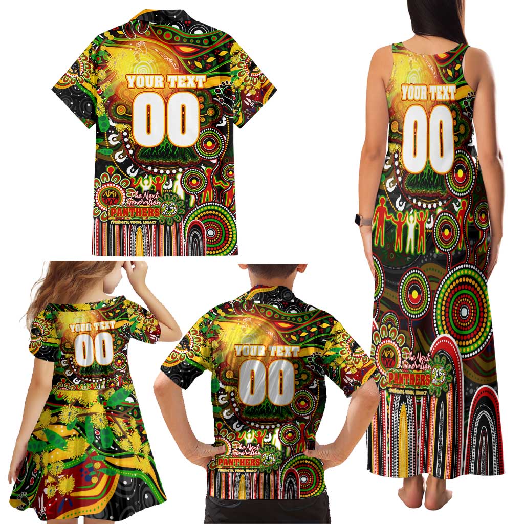 Personalised NAIDOC Week 2025 Panthers Rugby Family Matching Tank Maxi Dress and Hawaiian Shirt Aboriginal Dot Painting