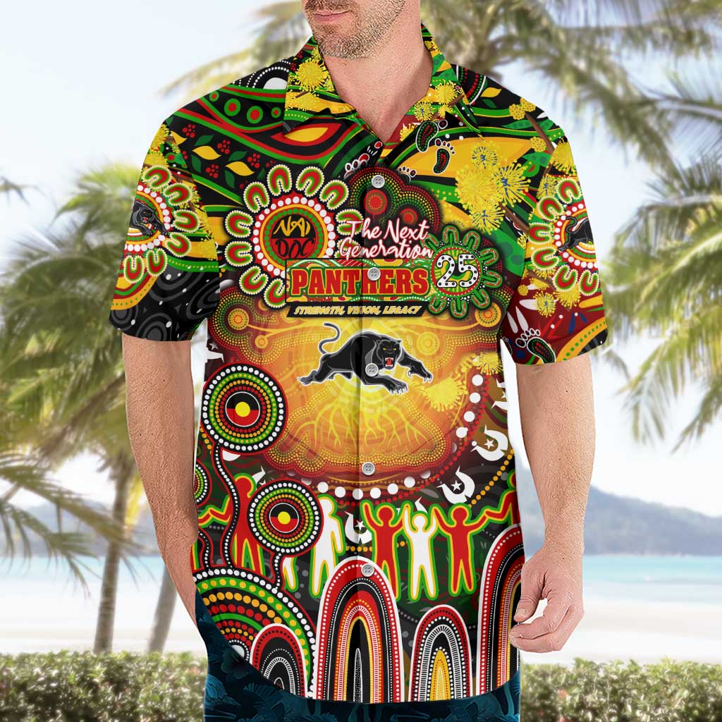 Personalised NAIDOC Week 2025 Panthers Rugby Hawaiian Shirt Aboriginal Dot Painting