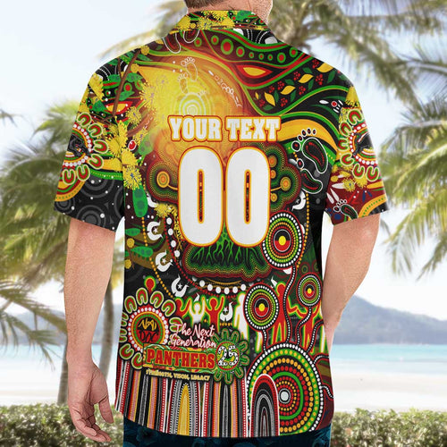 Personalised NAIDOC Week 2025 Panthers Rugby Hawaiian Shirt Aboriginal Dot Painting