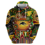 Personalised NAIDOC Week 2025 Panthers Rugby Hoodie Aboriginal Dot Painting