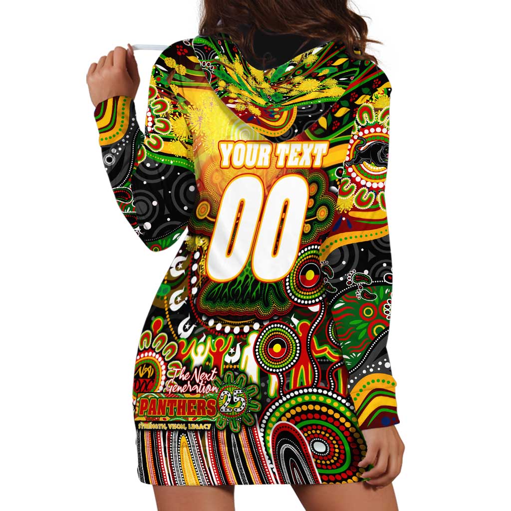 Personalised NAIDOC Week 2025 Panthers Rugby Hoodie Dress Aboriginal Dot Painting