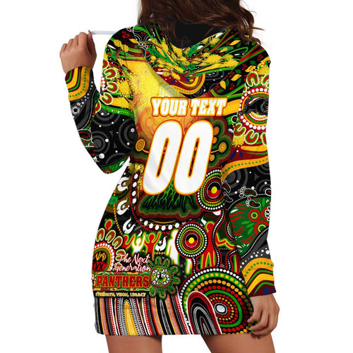 Personalised NAIDOC Week 2025 Panthers Rugby Hoodie Dress Aboriginal Dot Painting