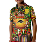 Personalised NAIDOC Week 2025 Panthers Rugby Kid Polo Shirt Aboriginal Dot Painting