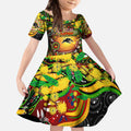 Personalised NAIDOC Week 2025 Panthers Rugby Kid Short Sleeve Dress Aboriginal Dot Painting